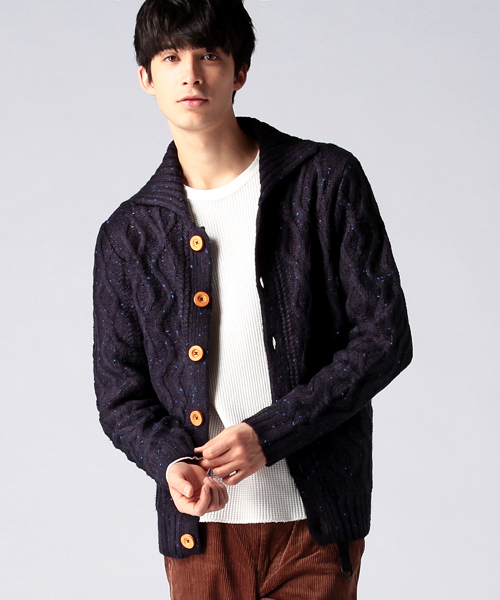 BEAMS（ビームス）の「◎BEAMS / 3ゲージ ポロ カーディガン（カーディガン/ボレロ・メンズ・グレー/ネイビー・LARGE/SMALL/X-LARGE/MEDIUM）」の2枚目の写真