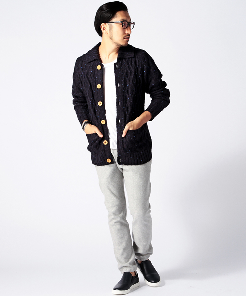 BEAMS（ビームス）の「◎BEAMS / 3ゲージ ポロ カーディガン（カーディガン/ボレロ・メンズ・グレー/ネイビー・LARGE/SMALL/X-LARGE/MEDIUM）」の4枚目の写真