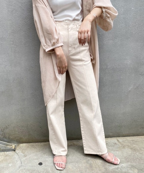 one after another NICE CLAUP（ワンアフターアナザーナイスクラップ）の「硫化デニムパンツ（デニムパンツ・レディース・アイボリー/ブルーグレー/ベージュ/ネイビー/ブラック・SMALL/MEDIUM）」の2枚目の写真