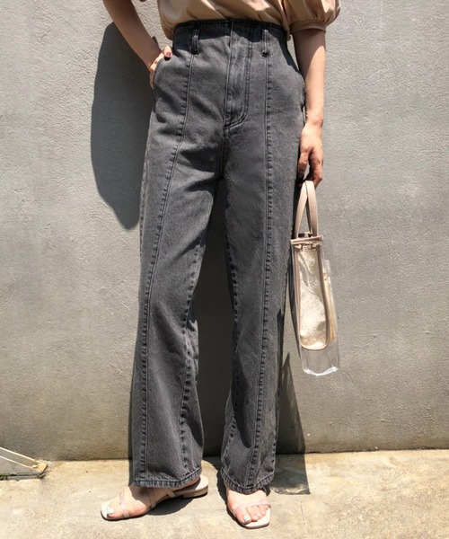 one after another NICE CLAUP（ワンアフターアナザーナイスクラップ）の「硫化デニムパンツ（デニムパンツ・レディース・アイボリー/ブルーグレー/ベージュ/ネイビー/ブラック・SMALL/MEDIUM）」の3枚目の写真