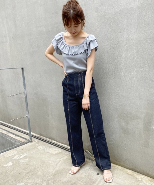 one after another NICE CLAUP（ワンアフターアナザーナイスクラップ）の「硫化デニムパンツ（デニムパンツ・レディース・アイボリー/ブルーグレー/ベージュ/ネイビー/ブラック・SMALL/MEDIUM）」の15枚目の写真