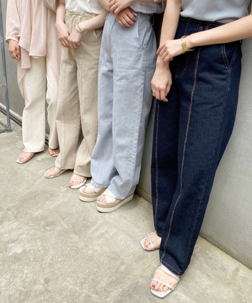 one after another NICE CLAUP（ワンアフターアナザーナイスクラップ）の「硫化デニムパンツ（デニムパンツ・レディース・アイボリー/ブルーグレー/ベージュ/ネイビー/ブラック・SMALL/MEDIUM）」の11枚目の写真