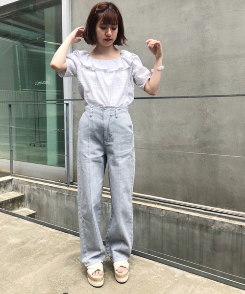 one after another NICE CLAUP（ワンアフターアナザーナイスクラップ）の「硫化デニムパンツ（デニムパンツ・レディース・アイボリー/ブルーグレー/ベージュ/ネイビー/ブラック・SMALL/MEDIUM）」の16枚目の写真