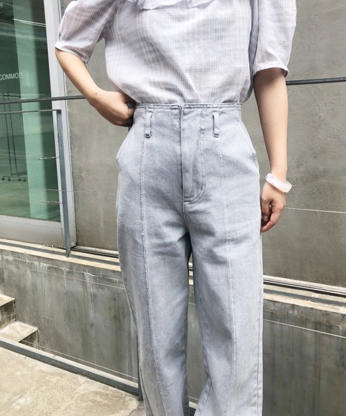 one after another NICE CLAUP（ワンアフターアナザーナイスクラップ）の「硫化デニムパンツ（デニムパンツ・レディース・アイボリー/ブルーグレー/ベージュ/ネイビー/ブラック・SMALL/MEDIUM）」の10枚目の写真