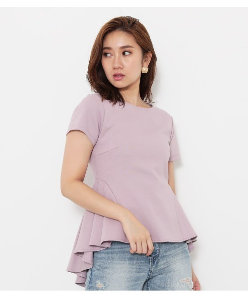 rienda - リエンダ バックテールペプラム トップス ワンピース アウター Rady レディ rienda（リエンダ）の「ﾊﾞｯｸﾃｰﾙﾍﾟﾌﾟﾗﾑTOP/バックテールペプラム
