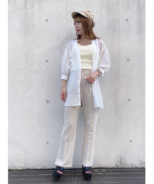 one way（ワンウェイ）の「ウエストリボンシアーシャツ（シャツ/ブラウス・レディース・ホワイト/ベージュ/ライトブラウン/ライトパープル・FREE）」の5枚目の写真