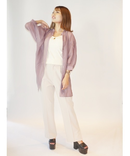 one way（ワンウェイ）の「ウエストリボンシアーシャツ（シャツ/ブラウス・レディース・ホワイト/ベージュ/ライトブラウン/ライトパープル・FREE）」の9枚目の写真