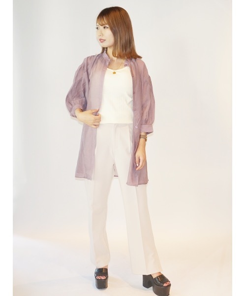 one way（ワンウェイ）の「ウエストリボンシアーシャツ（シャツ/ブラウス・レディース・ホワイト/ベージュ/ライトブラウン/ライトパープル・FREE）」の10枚目の写真