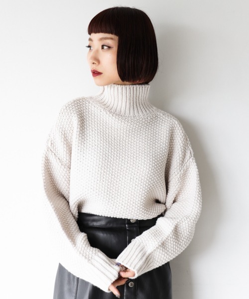 PAGEBOY（ページボーイ）の「カノコタートルプルオーバー（ニット/セーター・レディース・ブラック/オフホワイト/モカ/バイオレット・FREE）」の5枚目の写真