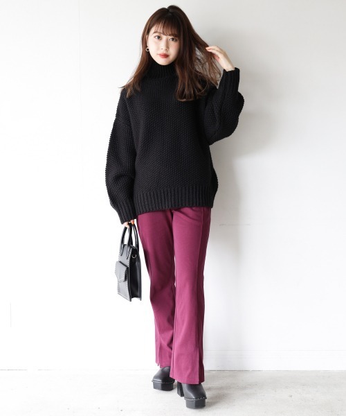 PAGEBOY（ページボーイ）の「カノコタートルプルオーバー（ニット/セーター・レディース・ブラック/オフホワイト/モカ/バイオレット・FREE）」の8枚目の写真