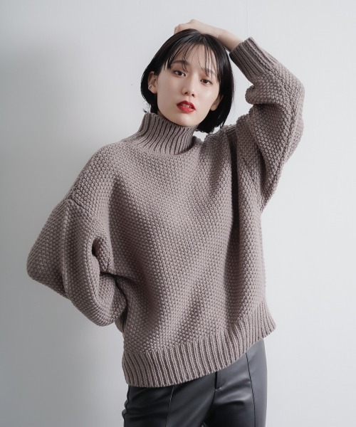 PAGEBOY（ページボーイ）の「カノコタートルプルオーバー（ニット/セーター・レディース・ブラック/オフホワイト/モカ/バイオレット・FREE）」の9枚目の写真