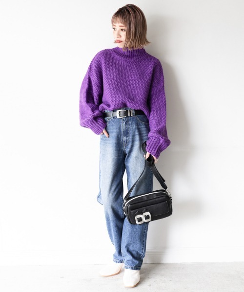 PAGEBOY（ページボーイ）の「カノコタートルプルオーバー（ニット/セーター・レディース・ブラック/オフホワイト/モカ/バイオレット・FREE）」の12枚目の写真