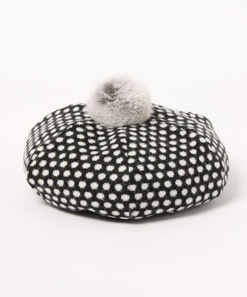 nino（ニノ）の「[48-50,50-52,52-54]ベレー帽　ドットニットジャガード（ハンチング/ベレー帽・キッズ・ブラック・52-54/50-52/48-50）」の6枚目の写真