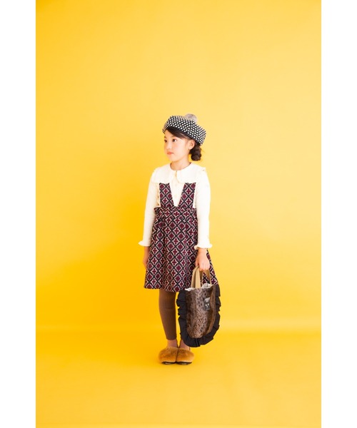 nino（ニノ）の「[48-50,50-52,52-54]ベレー帽　ドットニットジャガード（ハンチング/ベレー帽・キッズ・ブラック・52-54/50-52/48-50）」の3枚目の写真