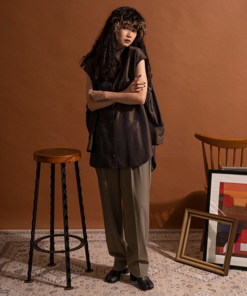 MAISON SPECIAL(メゾンスペシャル)の「2タックワイドテーパードパンツ【MAISON SPECIAL/メゾンスペシャル】■セットアップ対応■(その他パンツ・レディース・カーキ/ブラック/ネイビー・38/36)」の5枚目の写真