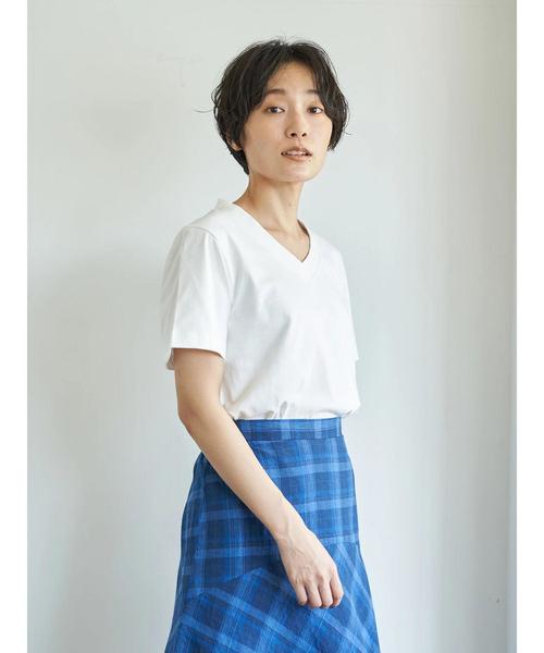 AMERICAN HOLIC（アメリカンホリック）の「太Vネックカットプルオーバー　＊〇（Tシャツ/カットソー・レディース・ベージュ/ネイビー/オフホワイト・M/L）」の8枚目の写真