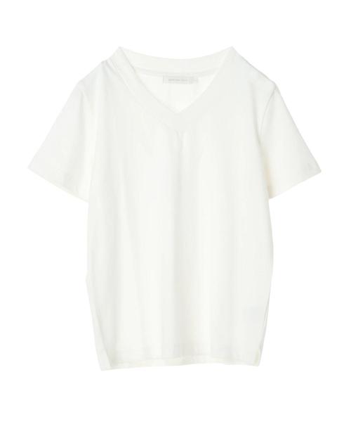 AMERICAN HOLIC（アメリカンホリック）の「太Vネックカットプルオーバー　＊〇（Tシャツ/カットソー・レディース・ベージュ/ネイビー/オフホワイト・M/L）」の16枚目の写真