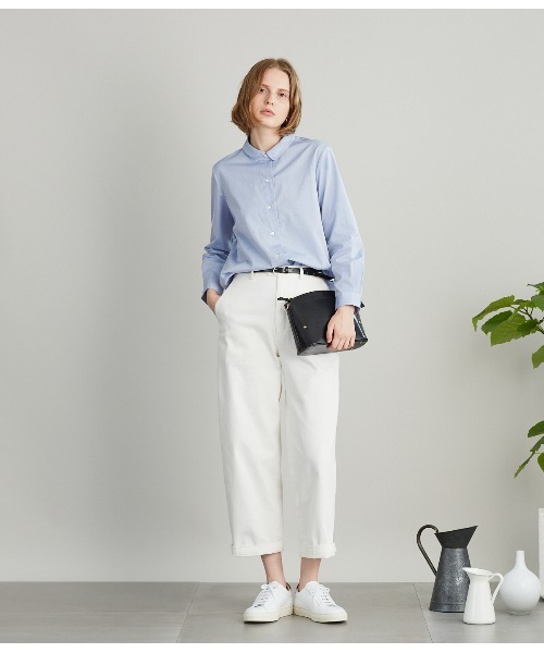 SIPULI（シプリ）の「Giza Cotton Poplin ラウンドカラーシャツ（シャツ/ブラウス・レディース・サックスブルー/ホワイト・3/1/2）」の10枚目の写真