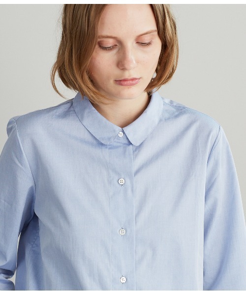 SIPULI（シプリ）の「Giza Cotton Poplin ラウンドカラーシャツ（シャツ/ブラウス・レディース・サックスブルー/ホワイト・3/1/2）」の7枚目の写真