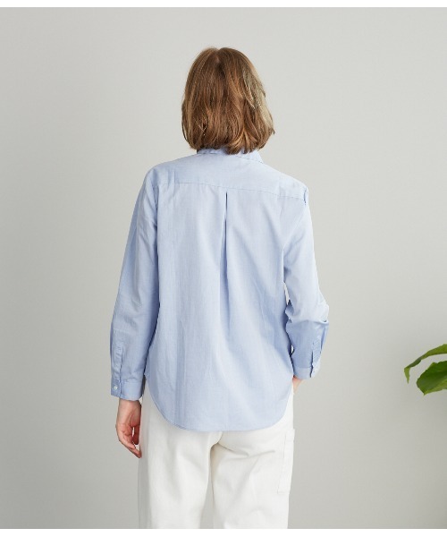 SIPULI（シプリ）の「Giza Cotton Poplin ラウンドカラーシャツ（シャツ/ブラウス・レディース・サックスブルー/ホワイト・3/1/2）」の6枚目の写真