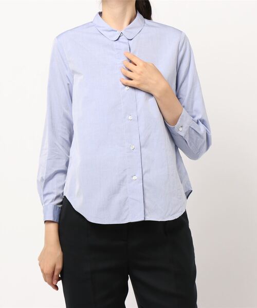 SIPULI（シプリ）の「Giza Cotton Poplin ラウンドカラーシャツ（シャツ/ブラウス・レディース・サックスブルー/ホワイト・3/1/2）」の8枚目の写真