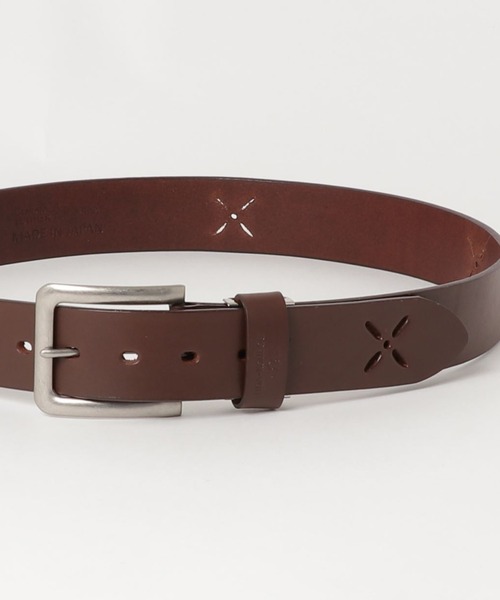 本革 クロスパンチ セール クロスパンチ Japan 本革 In 飯田工房 Made In レザーベルト 38mm ベルト Marukawa マルカワ のファッション