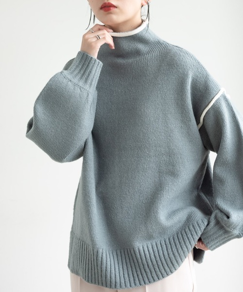 Aunt Marie's(アントマリーズ)の「パイピングボリュームスリーブタートルニット / AUNTMARIE'S(ニット/セーター・レディース・ブラック/ナチュラル/ベージュ/ブラウン/ライトブルー/ライトグリーン・FREE)」の6枚目の写真