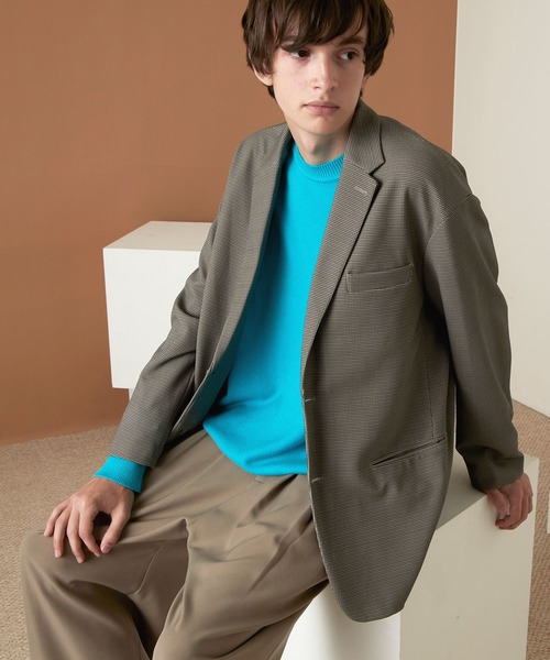 EMMA CLOTHES（エマクローズ）の「梨地ルーズリラックス ドレープ オーバーサイズ シングルテーラードジャケット EMMA CLOTHES（テーラードジャケット・メンズ・ブラック/ダークブラウン/グレー系その他/ブラウン系その他/ベージュ系その他/グリーン系その他/グレイッシュベージュ/ダークネイビー/ライラック・M/L/S）」の5枚目の写真