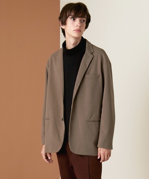 EMMA CLOTHES（エマクローズ）の「梨地ルーズリラックス ドレープ オーバーサイズ シングルテーラードジャケット EMMA CLOTHES（テーラードジャケット・メンズ・ブラック/ダークブラウン/グレー系その他/ブラウン系その他/ベージュ系その他/グリーン系その他/グレイッシュベージュ/ダークネイビー/ライラック・M/L/S）」の15枚目の写真