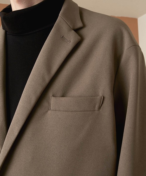 EMMA CLOTHES（エマクローズ）の「梨地ルーズリラックス ドレープ オーバーサイズ シングルテーラードジャケット EMMA CLOTHES（テーラードジャケット・メンズ・ブラック/ダークブラウン/グレー系その他/ブラウン系その他/ベージュ系その他/グリーン系その他/グレイッシュベージュ/ダークネイビー/ライラック・M/L/S）」の17枚目の写真
