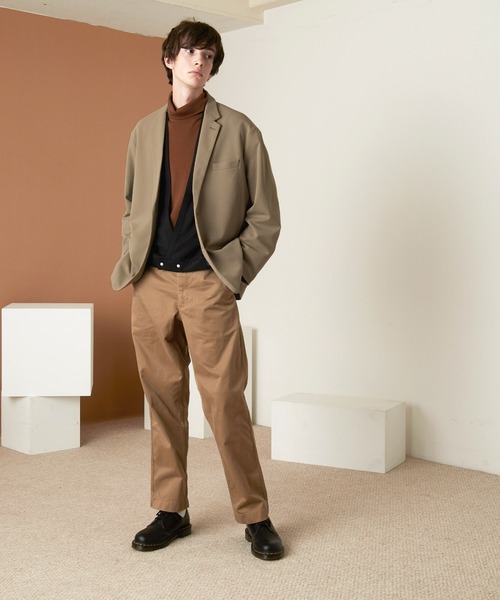 EMMA CLOTHES（エマクローズ）の「梨地ルーズリラックス ドレープ オーバーサイズ シングルテーラードジャケット EMMA CLOTHES（テーラードジャケット・メンズ・ブラック/ダークブラウン/グレー系その他/ブラウン系その他/ベージュ系その他/グリーン系その他/グレイッシュベージュ/ダークネイビー/ライラック・M/L/S）」の21枚目の写真