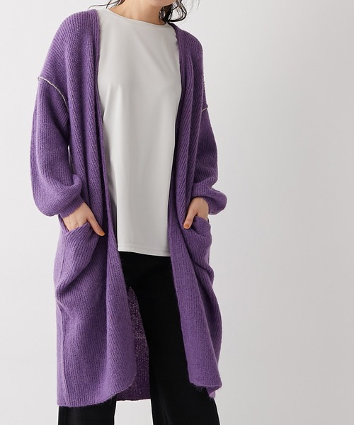 軽いエアリーな雰囲気 モヘアロングカーディガン(ロング丈)