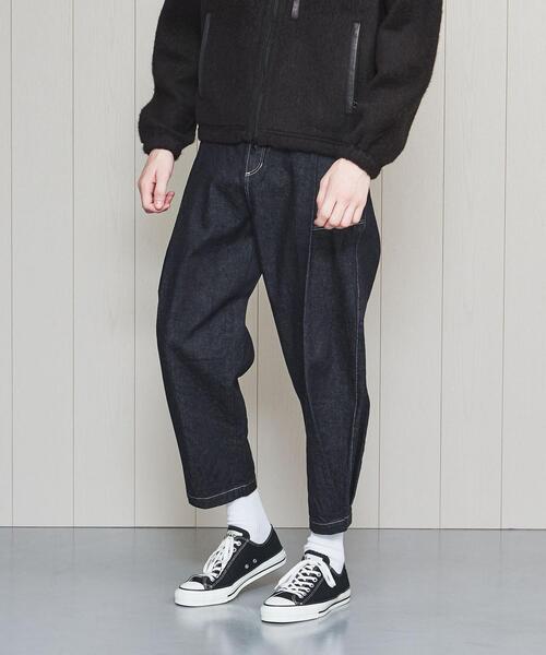 パンツ text wide pleated baker jeans Text テクスト WIDE PLEATED BAKER JEANS デニム 0