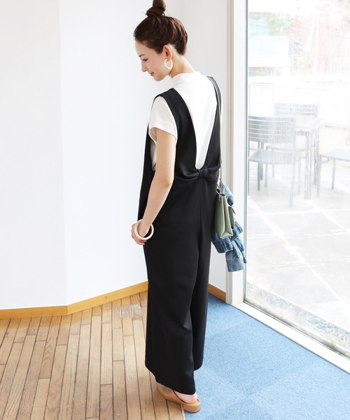 セール きれいめポンチバックリボンサロペット Vネックワンピース オールインワン サロペット オーバーオール And Me アンドミー のファッション通販 Zozotown