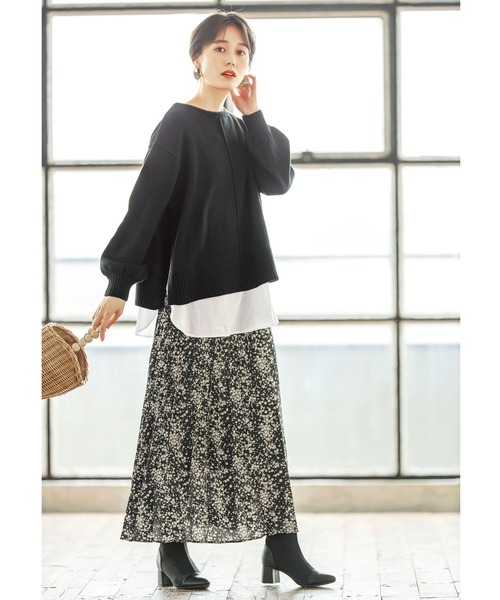 GeeRA(ジーラ)の「<2点セット>レイヤードニット(アンサンブル・レディース・ベージュ/ブラック・SMALL/X-LARGE/XX-LARGE)」の10枚目の写真