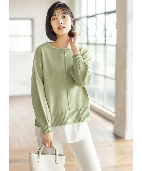 GeeRA(ジーラ)の「<2点セット>レイヤードニット(アンサンブル・レディース・ベージュ/ブラック・SMALL/X-LARGE/XX-LARGE)」の12枚目の写真