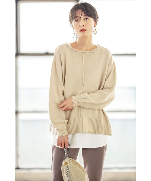 GeeRA(ジーラ)の「<2点セット>レイヤードニット(アンサンブル・レディース・ベージュ/ブラック・SMALL/X-LARGE/XX-LARGE)」の11枚目の写真