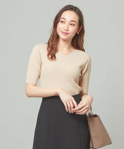 closet story（クローゼットストーリー）の「＜closet story＞□リブ Vネック 5SL ニット -手洗い可能-（ニット/セーター・レディース・ライラック/ナチュラル/ブラック/ライム・FREE）」の3枚目の写真