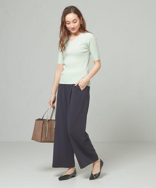 closet story（クローゼットストーリー）の「＜closet story＞□リブ Vネック 5SL ニット -手洗い可能-（ニット/セーター・レディース・ライラック/ナチュラル/ブラック/ライム・FREE）」の12枚目の写真