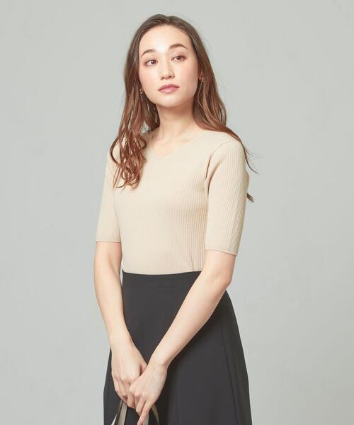 closet story（クローゼットストーリー）の「＜closet story＞□リブ Vネック 5SL ニット -手洗い可能-（ニット/セーター・レディース・ライラック/ナチュラル/ブラック/ライム・FREE）」の14枚目の写真