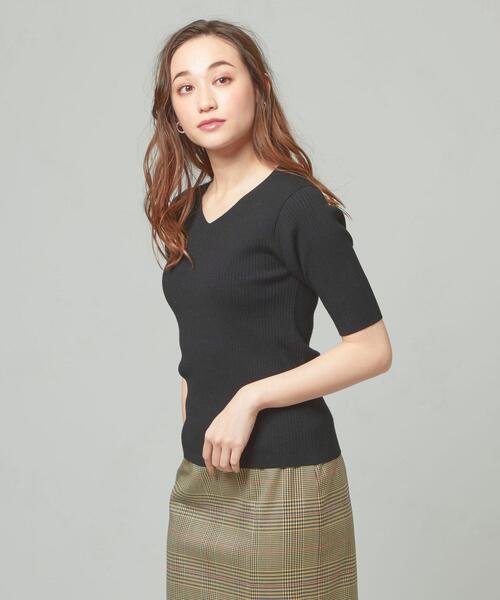 closet story（クローゼットストーリー）の「＜closet story＞□リブ Vネック 5SL ニット -手洗い可能-（ニット/セーター・レディース・ライラック/ナチュラル/ブラック/ライム・FREE）」の18枚目の写真