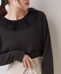 PUAL CE CIN | 【オーガニックコットン】衿レースプルオーバー(Tシャツ/カットソー)