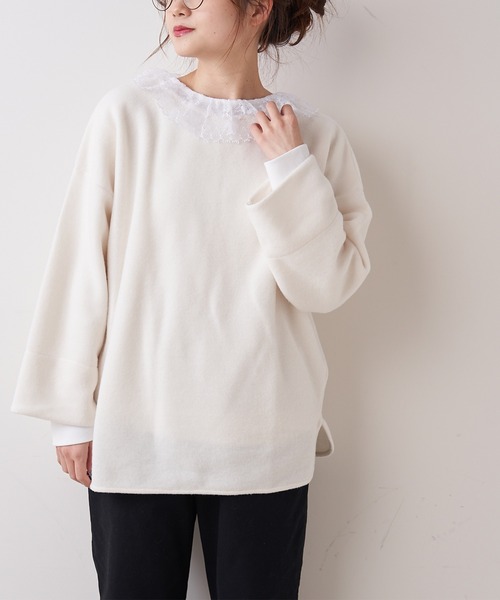 PUAL CE CIN(ピュアルセシン)の「【オーガニックコットン】衿レースプルオーバー(Tシャツ/カットソー・レディース・オフホワイト/スミクロ・FREE)」の16枚目の写真