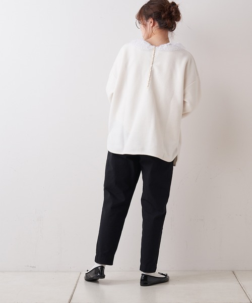 PUAL CE CIN(ピュアルセシン)の「【オーガニックコットン】衿レースプルオーバー(Tシャツ/カットソー・レディース・オフホワイト/スミクロ・FREE)」の21枚目の写真