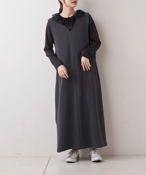 PUAL CE CIN(ピュアルセシン)の「【オーガニックコットン】衿レースプルオーバー(Tシャツ/カットソー・レディース・オフホワイト/スミクロ・FREE)」の8枚目の写真