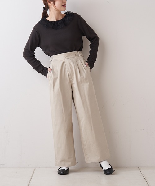 PUAL CE CIN(ピュアルセシン)の「【オーガニックコットン】衿レースプルオーバー(Tシャツ/カットソー・レディース・オフホワイト/スミクロ・FREE)」の5枚目の写真