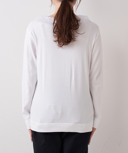 PUAL CE CIN(ピュアルセシン)の「【オーガニックコットン】衿レースプルオーバー(Tシャツ/カットソー・レディース・オフホワイト/スミクロ・FREE)」の18枚目の写真