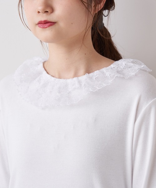 PUAL CE CIN(ピュアルセシン)の「【オーガニックコットン】衿レースプルオーバー(Tシャツ/カットソー・レディース・オフホワイト/スミクロ・FREE)」の15枚目の写真