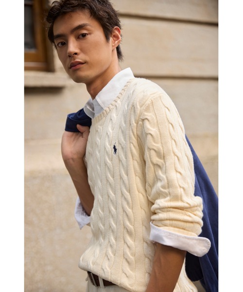 POLO RALPH LAUREN（ポロ ラルフ ローレン）の「ケーブルニット コットン セーター（ニット/セーター・メンズ・ナチュラル・X-LARGE/X-SMALL/MEDIUM/XX-LARGE/SMALL/LARGE）」の6枚目の写真