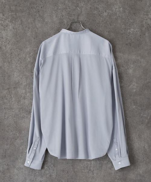 act'm（アクトム）の「シルクライク1ポケット バンドカラー長袖ルーズシャツ（シャツ/ブラウス・メンズ・ホワイト/ブラック/サックスブルー・S/M/L）」の12枚目の写真
